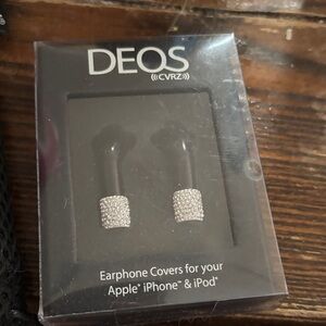 Deos black Swarovski bedazzled Earphone Covers for Apple Devices